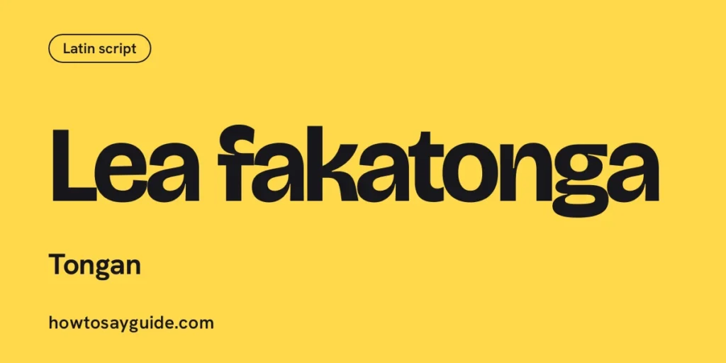 Lea fakatonga, Tongan